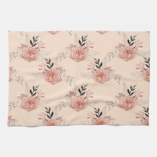 Perzik Kleur Roos Bloemmotief Print Bloemenliefheb Theedoek