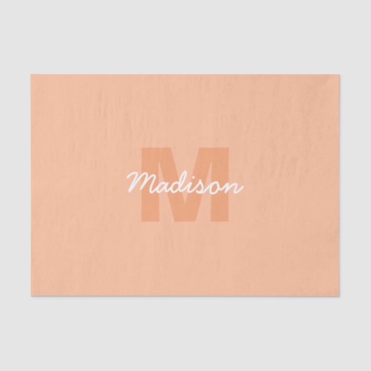 Perzik kleur van 2024 met aangepaste Monogram naam Tissuepapier (Voorkant)