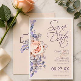 Perzik Kleurige Bloemige Trouw Save the Date Kaart