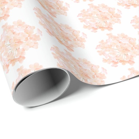 Perzik Kleurige Hortensia Op Wit Cadeaupapier (Rol Hoek)
