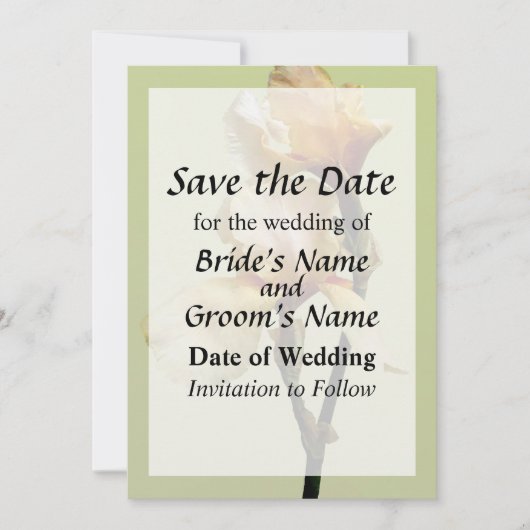 Perzik Kleurige Irissen Bewaar de Datum Save The Date (Voorkant)