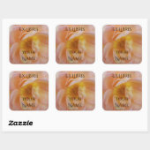Perzik-Kleurige Roos Exlibris Vierkante Sticker (Vel)