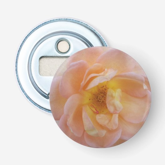 Perzik-Kleurige Roos Magneet Button Flesopener (Voorkant)