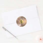 Perzik & Koper Brons Chic Modern Monogram Goud Ronde Sticker (Envelop)
