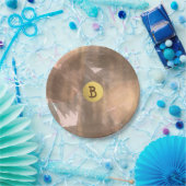Perzik & Koper Bronzen Chic Modern Monogram Goud Papieren Bordje (Feest)