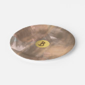 Perzik & Koper Bronzen Chic Modern Monogram Goud Papieren Bordje (Gekanteld)