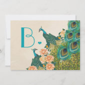 Perzik Koraal Abrikoos Pioen Vogelkooi Peacock Bru Kaart (Achterkant)