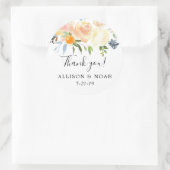 Perzik koraal blauw bloemenbruiloft waterverf guns ronde sticker (Tas)