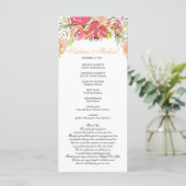 Perzik & Koraal Bloemen Huwelijk Programma Programmakaart (Staand voorkant)