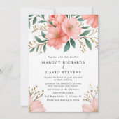 Perzik Koraal Bloemen Lente Botanische Huwelijk Kaart (Voorkant)