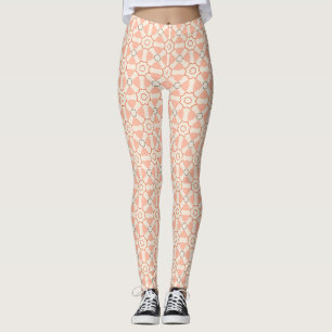 Perzik Koraal Geometrisch Rozetpatroon Leggings