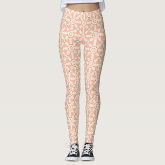 Perzik Koraal Geometrisch Rozetpatroon Leggings