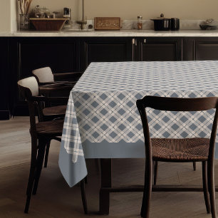 Perzik Koraal Grijs Tafelkleed met Plaid Patroon