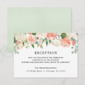 Perzik koraal groen zomer bloemenontvangst informatiekaartje (Voorkant / Achterkant)