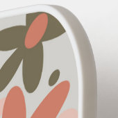 Perzik, koraal, groene bloemen pickleball paddle (Links Detail)