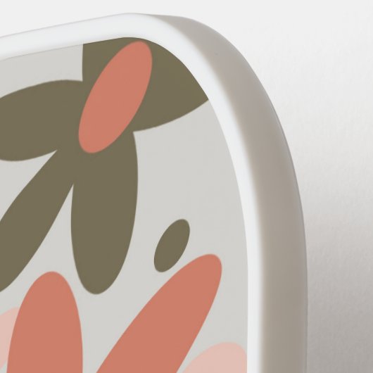 Perzik, koraal, groene bloemen pickleball paddle (Links Detail)