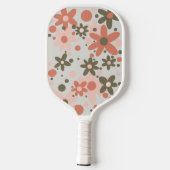 Perzik, koraal, groene bloemen pickleball paddle (Achterkant)