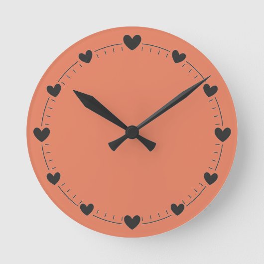 Perzik Koraal Hart Wandklok (Voorkant)