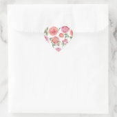 Perzik Koraal Roze Rozen Groene Bladeren Bruilofts Hart Sticker (Tas)