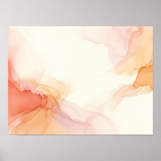 Perzik Koraal Vloeistof Diffusie Abstracte Poster (Voorkant)