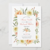 Perzik koraal waterverf bloemen bloem bruiloft kaart (Voorkant)