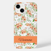 Perzik Koraal Waterverf Wilde Bloem Naam Case-Mate iPhone Case (Achterkant)