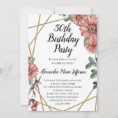 Perzik Koraal Zinnia Bloem Vrouwen 50e Verjaardag Kaart (Voorkant)