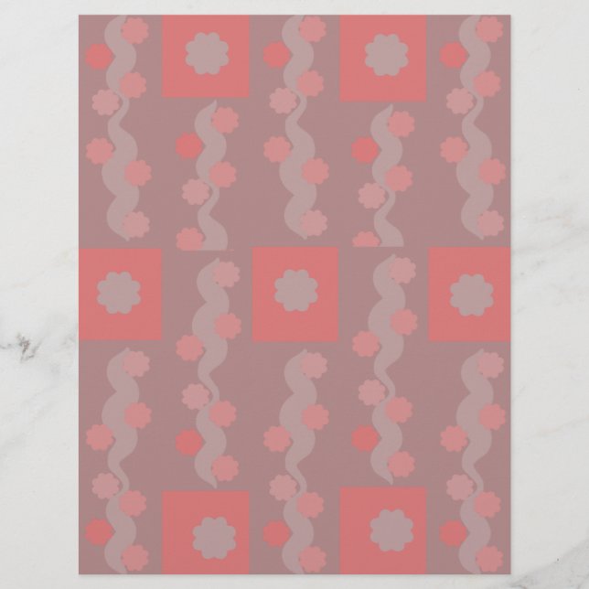 Perzik Krulbloem Scrapbook Papier (Voorkant)