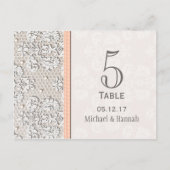Perzik Lace Trouwtafel Nummer Kaart (Voorkant)