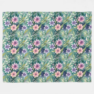 Perzik, lavendel en Blauwgroen moderne bloemen Fleece Deken