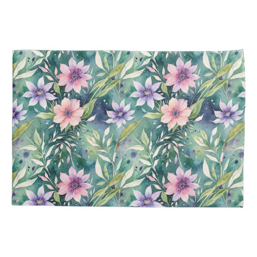 Perzik, lavendel en Blauwgroen moderne bloemen Kussensloop (Achterkant)