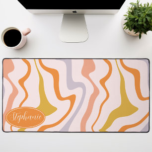 Perzik, Lavendel, en Gouden Retro Groovy Golven Bureaumat