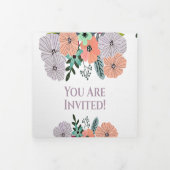 Perzik Lavendel Liefde Mint Groen Bloemen Bruiloft Drieluik Uitnodiging (Cover)