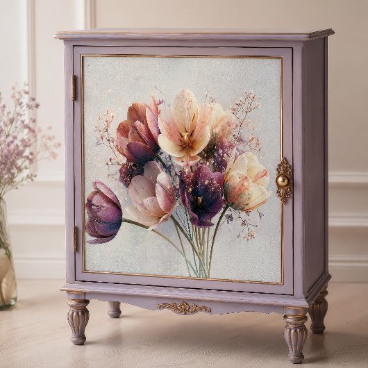 Perzik Lavendel Tulp Boeket Decoupage Tissuepapier