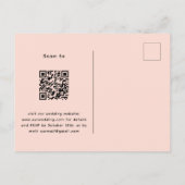 Perzik lavendel violette bloemen QR code RSVP brui Uitnodiging Briefkaart (Achterkant)