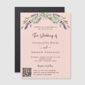 Perzik lavendel violette QR RSVP luxe bruiloft Magnetische Uitnodiging (Voorkant / Achterkant)