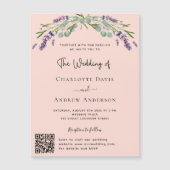 Perzik lavendel violette QR RSVP luxe bruiloft Magnetische Uitnodiging (Voorkant)