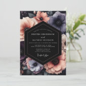 Perzik & Leiste Moody Bloom Bruiloft Kaart (Staand voorkant)