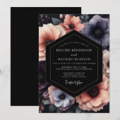 Perzik & Leiste Moody Bloom Bruiloft Kaart (Voorkant / Achterkant)