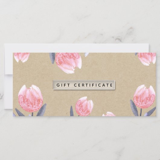 Perzik Lente Aquarel Tulpen Cadeaubon (Voorkant)
