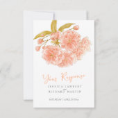 Perzik lente bloemenbruiloft waterverf RSVP Kaartje (Achterkant)