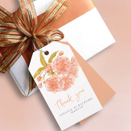 Perzik lente bloesem bloemen kunst bruiloft dank u cadeaulabel