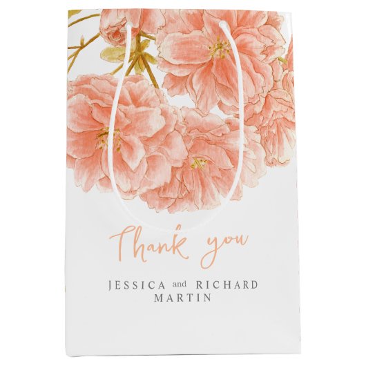 Perzik lente bloesem bloemen kunst bruiloft dank u medium cadeauzakje (Voorkant)