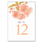 Perzik lente bloesem Bruiloft tafel nummers Kaart (Achterkant)