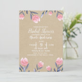 Perzik Lentetuilen van waterverf Bruidsdouche Kaart (Staand voorkant)