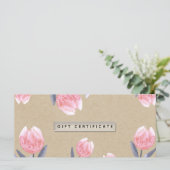 Perzik Lentewaterverf Tulpen Cadeaubon (Staand voorkant)