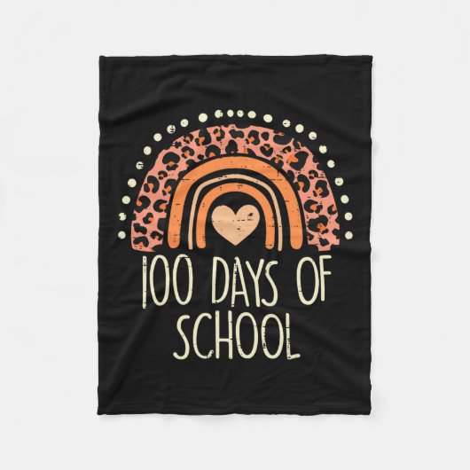 Perzik Leopard Rainbow 100 Dagen School Cute 100th Fleece Deken (Voorkant)