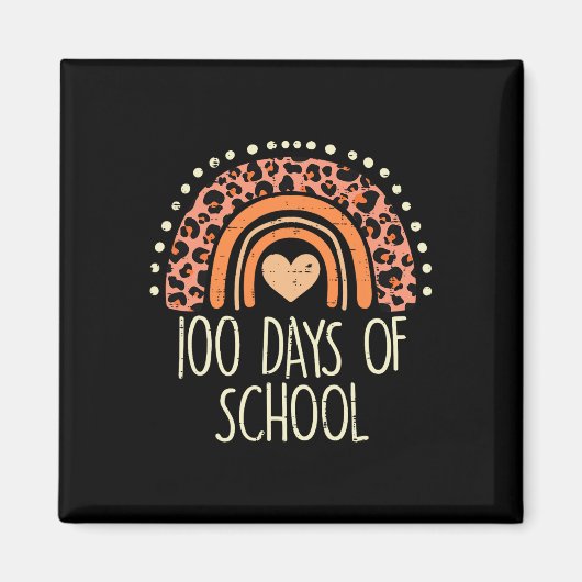 Perzik Leopard Rainbow 100 Dagen School Cute 100th Magneet (Voorkant)