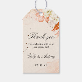 Perzik licht Sinaasappel bruiloft dank u gunst Cadeaulabel