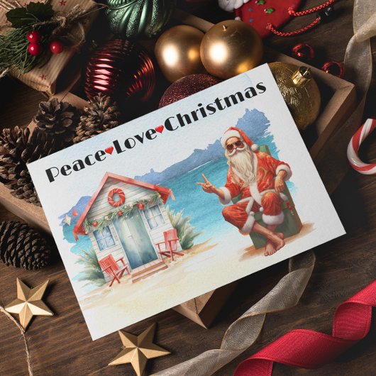 Perzik Liefde Kerstman Strand Feestdagen Kaart